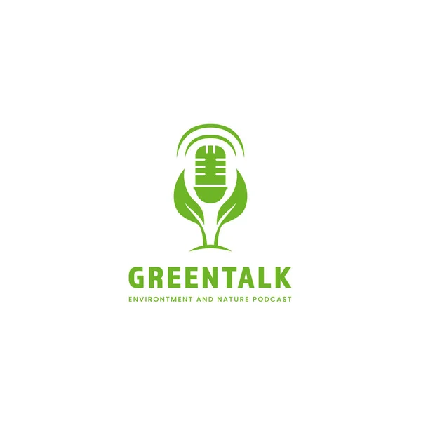Zielone Środowisko Rozmowy Podcast Charakter Logo — Wektor stockowy