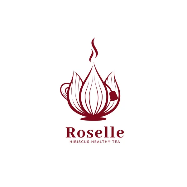 Roselle Hibiscus Bloem Gezond Thee Logo Pictogram Template — Stockvector