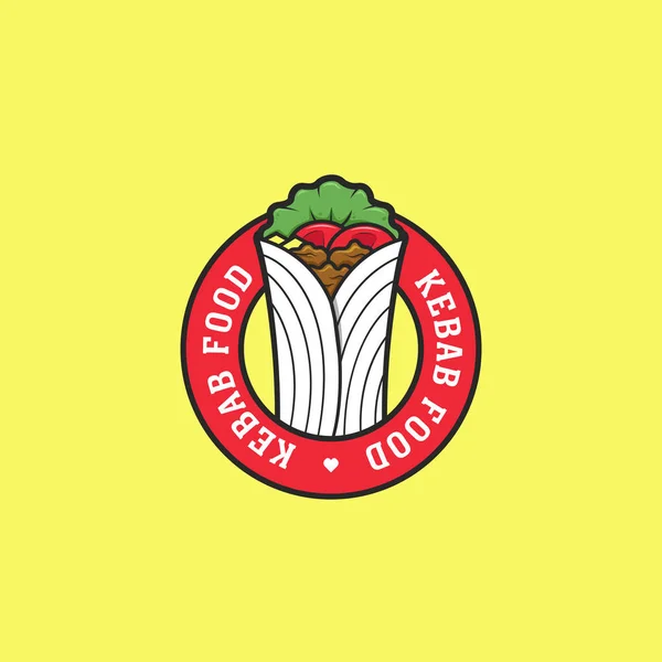 Kebab Tortilla Sandwich Logo Distintivo Icona Modello — Vettoriale Stock