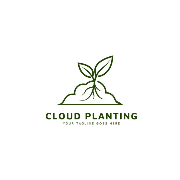 Nuvem Plantio Crescimento Coisa Digital Ícone Logotipo Com Nuvem Broto — Vetor de Stock