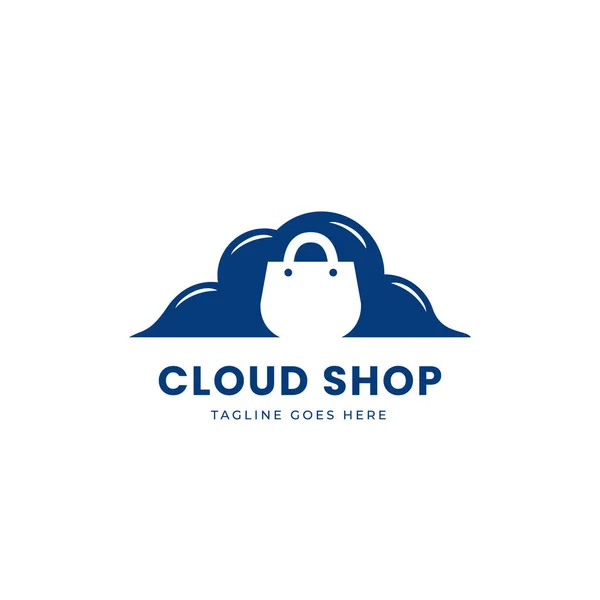 云购物标识图标简单的象形文字与云和购物袋轮廓 — 图库矢量图片