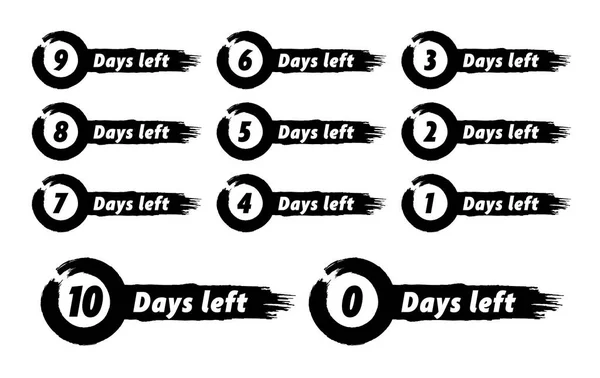 Number Days Left Countdown Bold Dry Ink Brush Stroke — Stock Vector