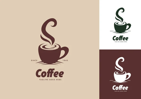 Ζεστό Καφέ Κούπα Λογότυπο Εικονίδιο Έννοια Πρότυπο — Διανυσματικό Αρχείο