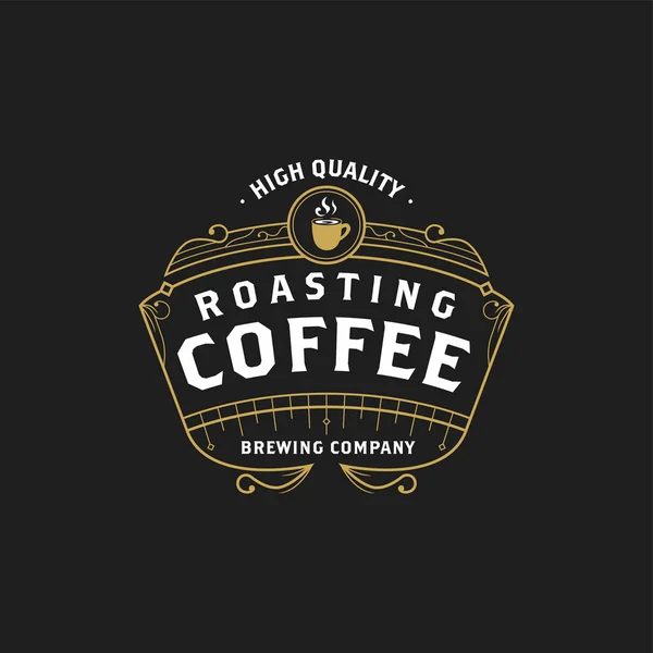 Vintage Victorian Retro Style Roasting Coffee Logo Badge Concept Emblem — Stock Vector