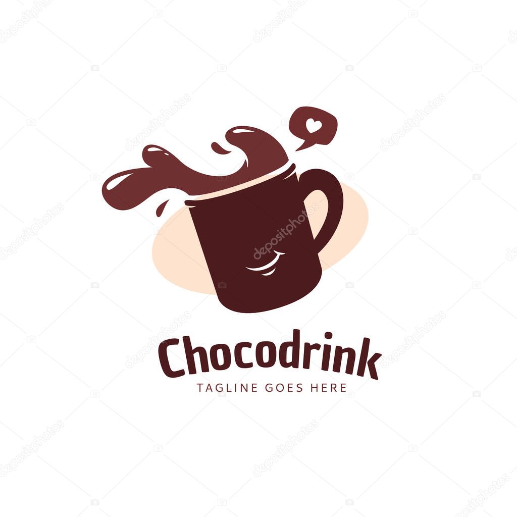 Smile happy chocolate drink logo icon concept illustration
