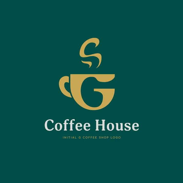 Premium Elegant Mit Goldener Farbe Anfangsbuchstabe Kaffeehaus Logo Symbol Vektorvorlage — Stockvektor