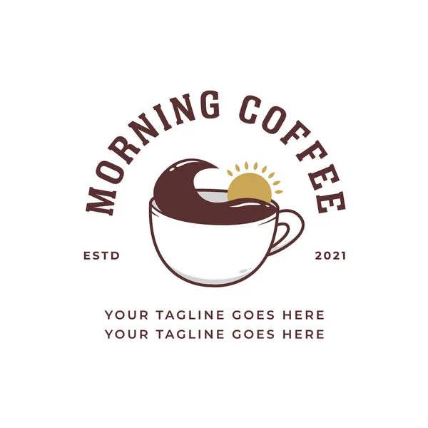 Morgen Heißen Kaffee Café Logo Symbol Vektor Auch Für Shirt — Stockvektor