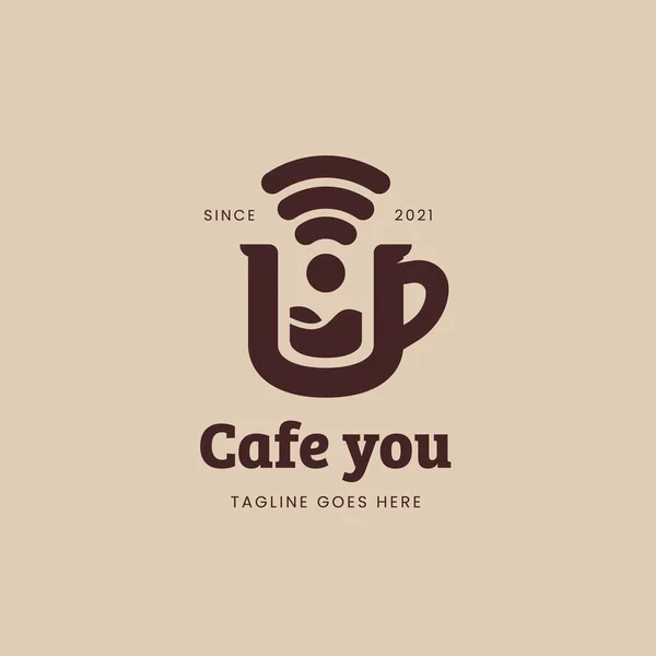 Cafe Sie Café Logo Symbol Café Treff Logo Mit Wifi — Stockvektor