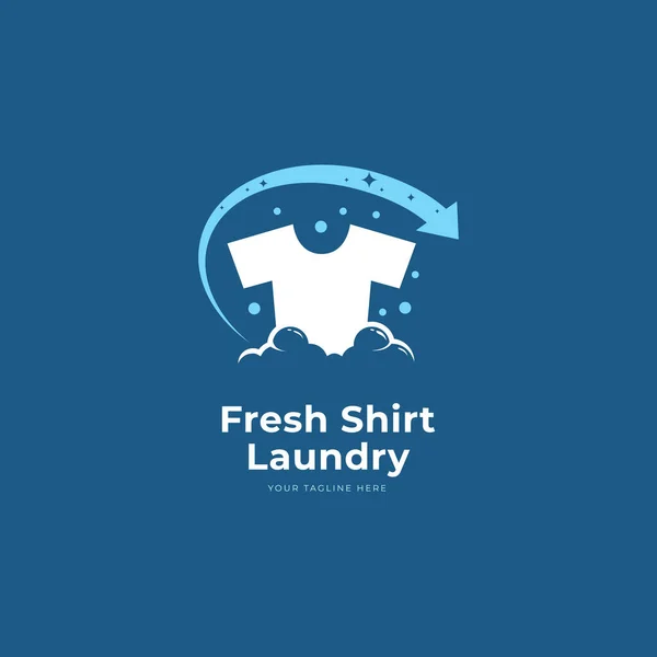 Frisch Und Sauber Wäscheservice Logo Vorlage Mit Shirt Und Blasen — Stockvektor