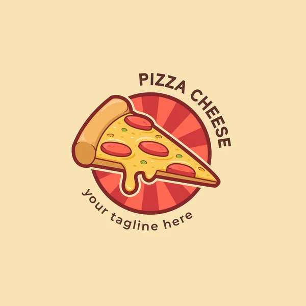 Smeltende Plak Van Smeltende Mozzarella Kaas Pizza Pizza Pizzeria Logo — Stockvector