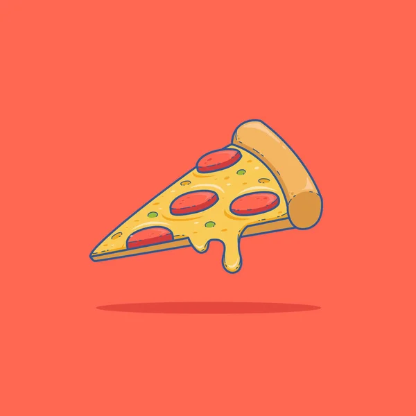 Smältande Skiva Ost Pizza Italiensk Mat Vektor Illustration — Stock vektor