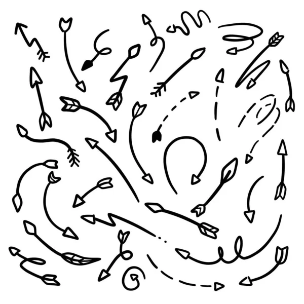 Μαύρο Boho Τοξότης Γραμμή Βέλος Doodle Σκίτσο Χέρι Που — Διανυσματικό Αρχείο
