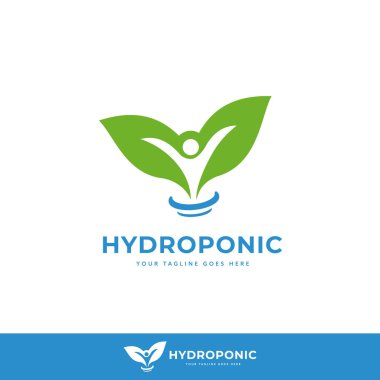 Toplum insanlarının ikon şablonuyla hidrofonik tarım tarım logosu