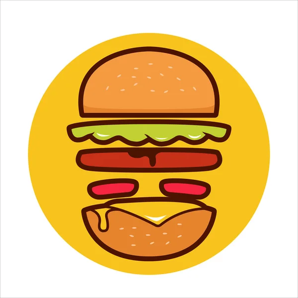 Létání Hamburgerových Přísad Vektorovou Ilustrací Tavicího Sýra — Stockový vektor