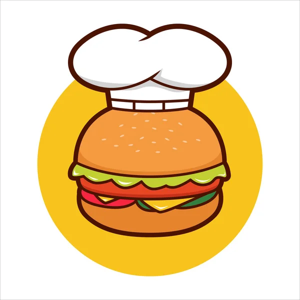 Chef Burger Illustration Burger Chef Hat — Vector de stock