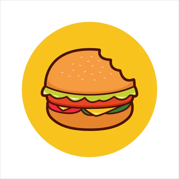 Hamburguesa Mordida Hamburguesa Vector Ilustración — Vector de stock