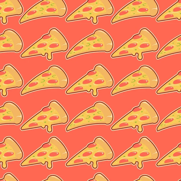 Pizza Slice Melting Cheese Seamless Pattern Background — Stockvector
