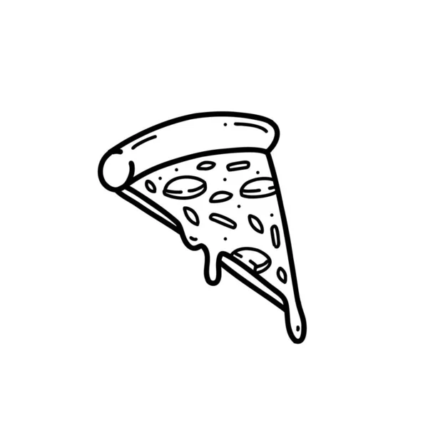 Fast Pizza Slice Doodle Hand Drawn Illustration — Stockvektor