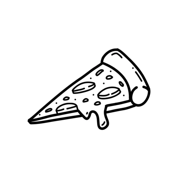 Pizza Slice Melting Cheese Doodle Hand Drawn Illustration — Stockvector