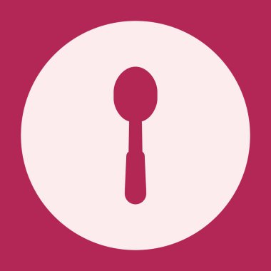 Sosyal medya vurgusu için yuvarlak arkaplan ile kaşık simgesi kalın kabartma