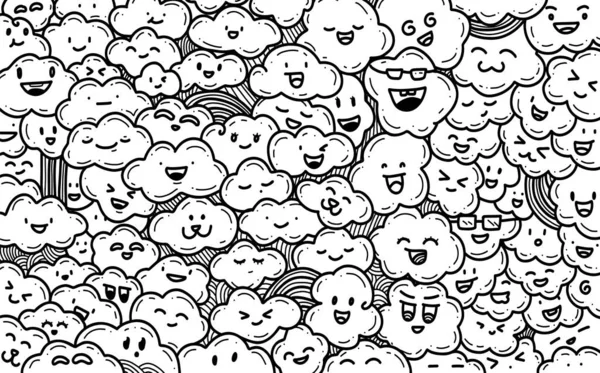 Dessin Main Doodle Dessin Animé Drôle Illustration Nuage Mignon Pour — Image vectorielle