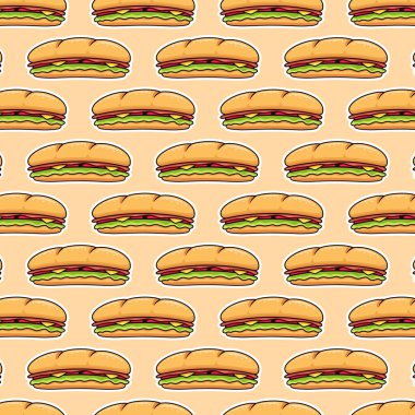 Dekorasyon veya arkaplan için denizaltı sandviç desenli kusursuz vektör çizimi