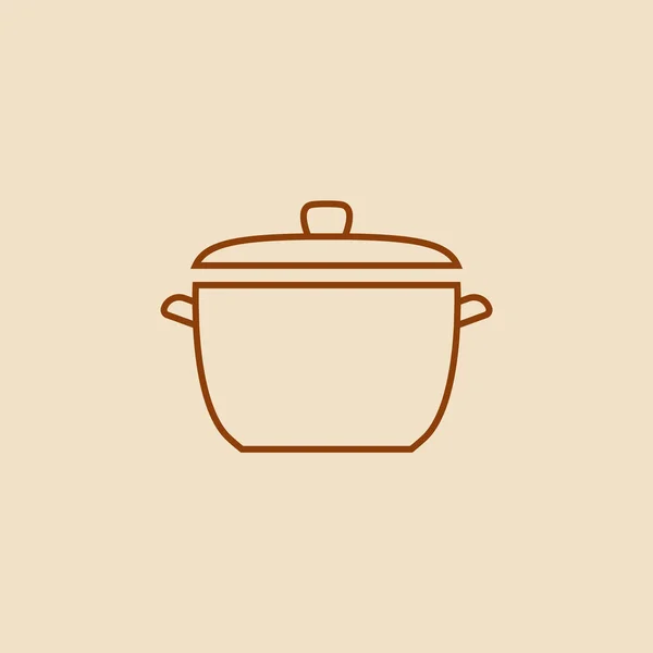蓋付き鍋料理ポットアウトラインアイコン — ストックベクタ