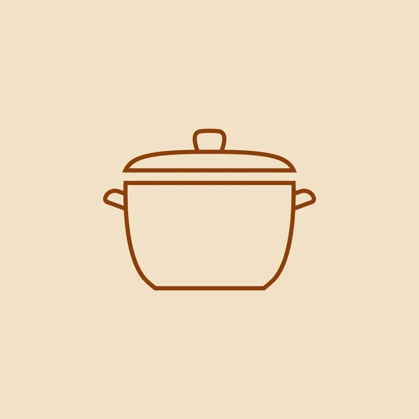 Olla Cocción Cacerola Con Tapa Icono Contorno — Vector de stock