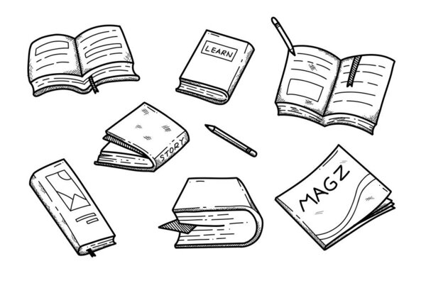 коллекция иллюстраций для рисования вручную и журнала