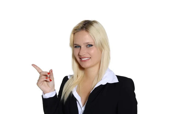 Business woman showing copy space — Stock Photo, Image