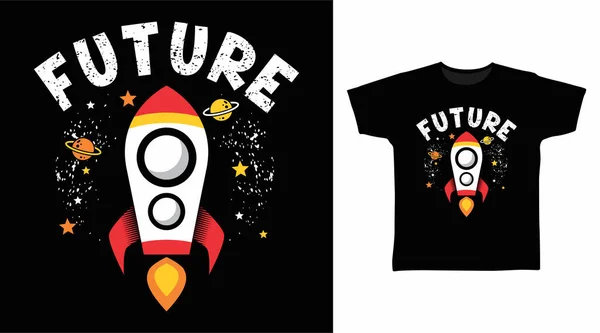 Rocket Adventure Cartoon Tshirt Concept Design — ストックベクタ