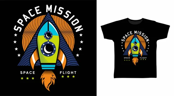 Rocket Mission Cartoon Tshirt Concept Design — ストックベクタ