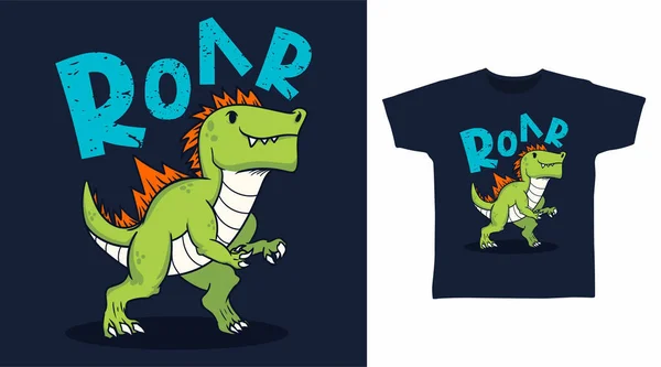 Cool Dinosaur Roar Cartoon Tshirt Concept Design — Stock Vector