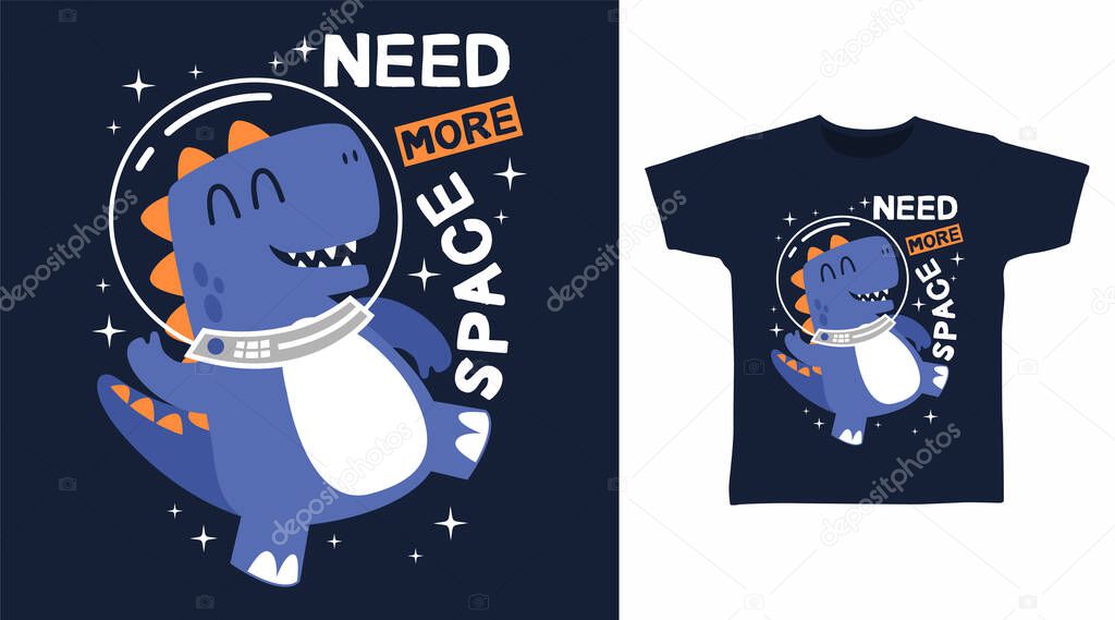 Dinosaur space cartoon tshirt art designs