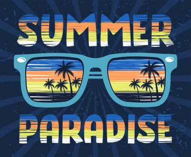 Yaz cenneti tipografi posteri ve giyim konsepti