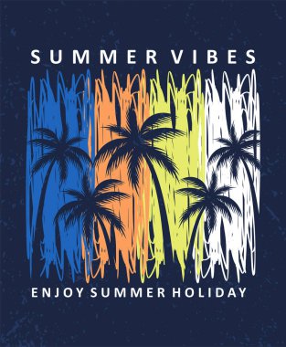 Yaz titreşimleri plaj posteri ve giyim konsepti