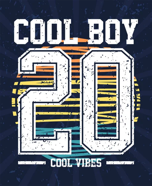 Cool Boy Typography Poster Dan Konsep Pakaian - Stok Vektor