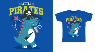 Dinozor korsanları karikatür sanat tasarımı