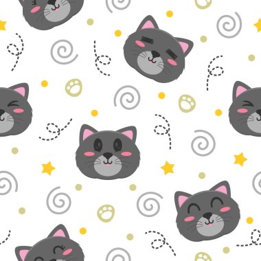 Şirin gri kedi çizgi film dizaynı