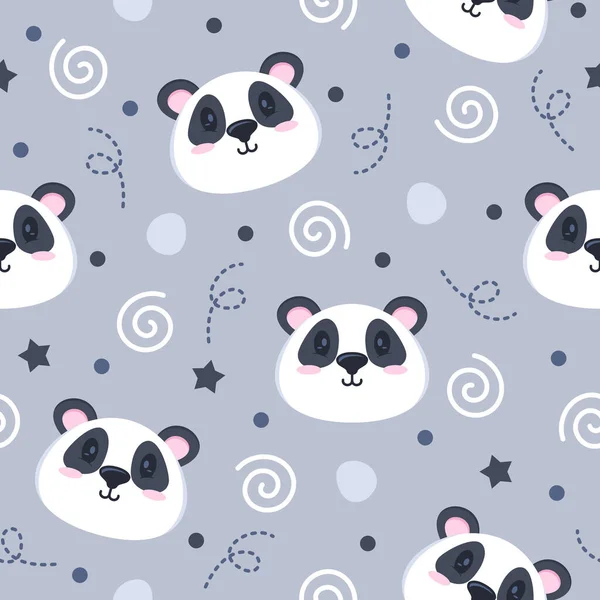 Lindo Panda Ilustraciones Patrón Arte — Vector de stock