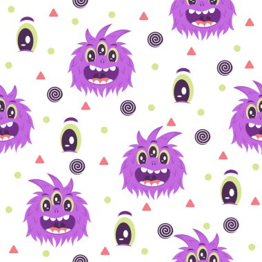 Sevimli canavar gözler çizim deseni tasarımı