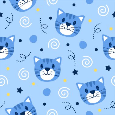 Güzel kedi illüstrasyon deseni tasarımı