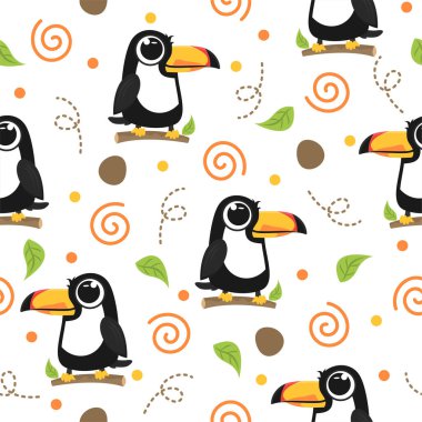 Şirin Toucan kuşları çizim deseni
