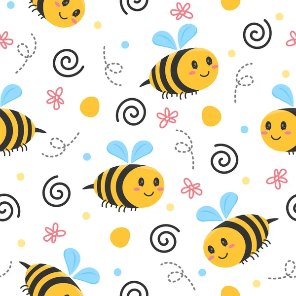 Pretty Bee Illustration Pattern Design —  Vetores de Stock