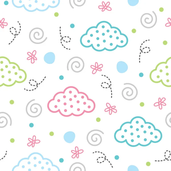 Pretty Cloud Illustration Pattern Design — Stock Vector