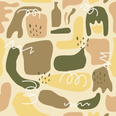 Düz elle çizilmiş soyut desen tasarımları