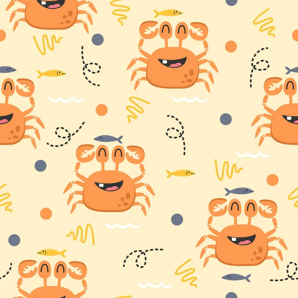 Mignon Fond Dessin Animé Crabe — Image vectorielle