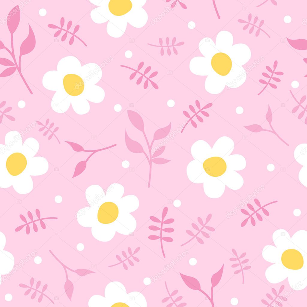 Cute flower with leaves pattern backgrounds
