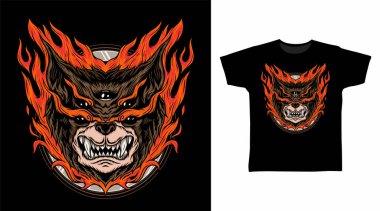Ateş canavarı t-shirt tasarımı