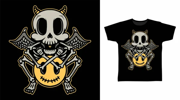 Skeleton Smile Tshirt Design Concept — Vector de stock